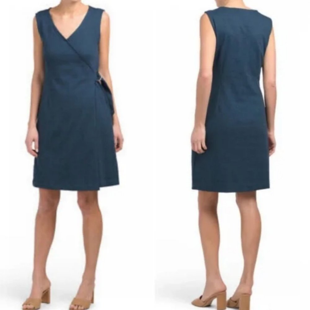 Cynthia Rowley Teal Faux Wrap Sleeveless Dress